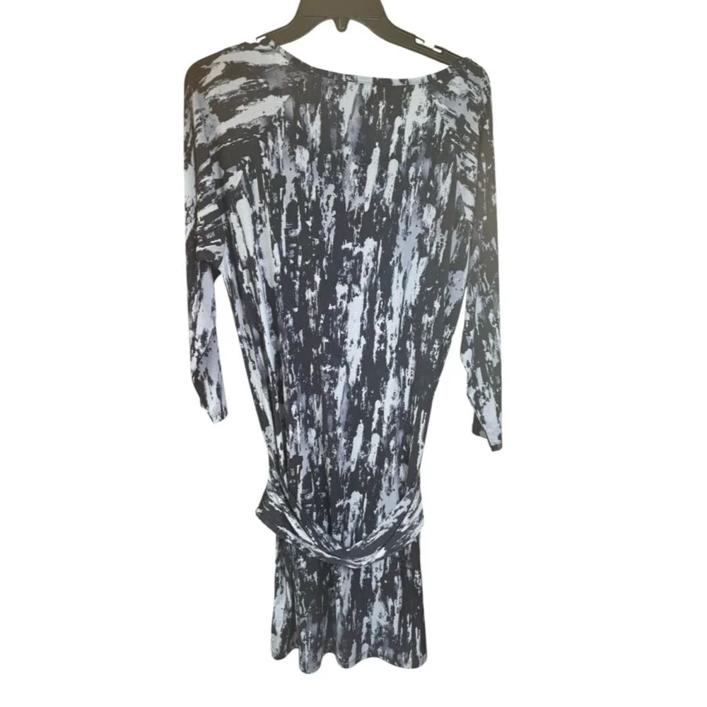 Michael Kors Blue/Black Light Academia Long-Sleeve Belted Dress Women M New